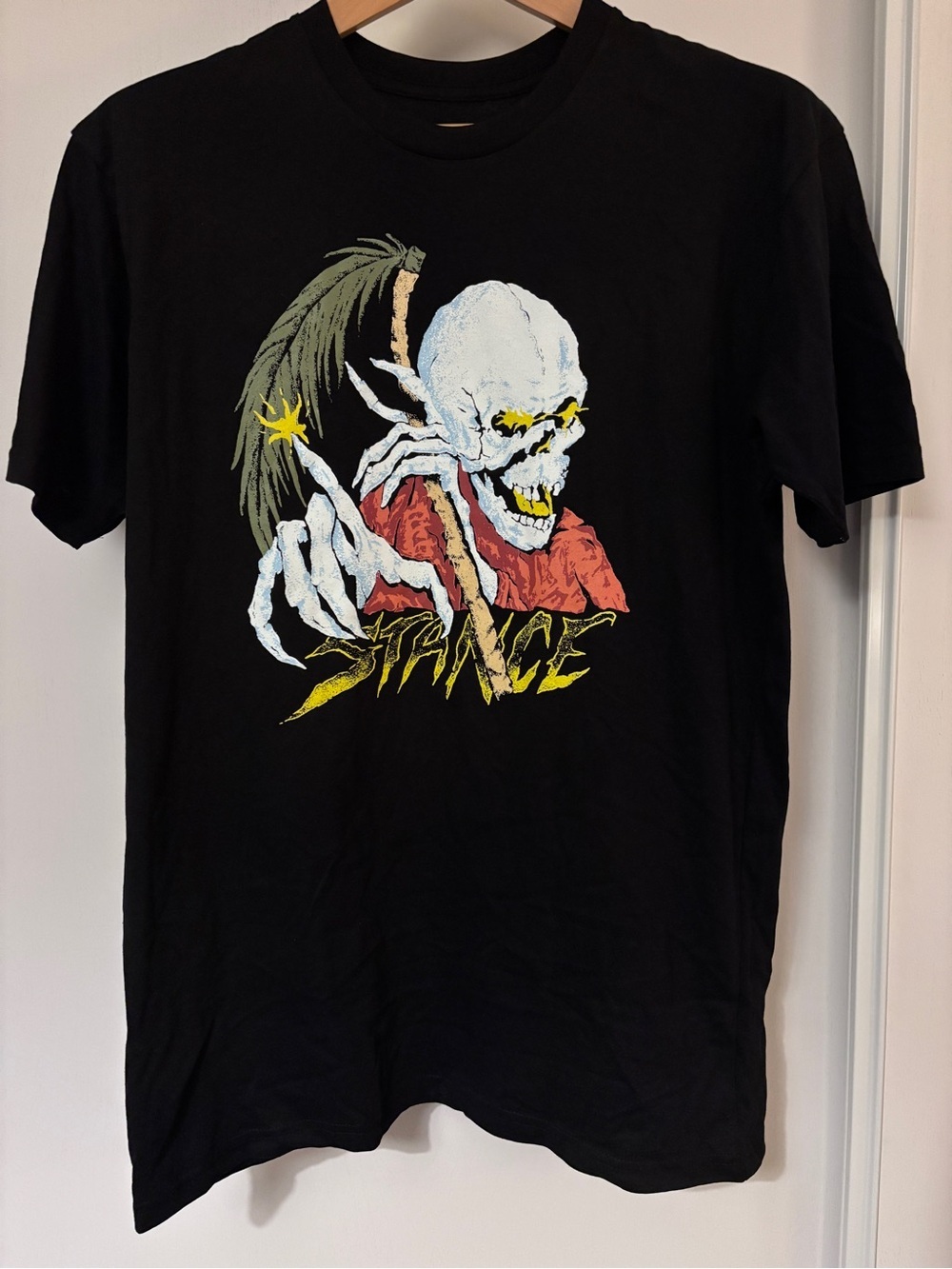 Stance Mens Crewneck Tee Size Medium Black Reaper Graphic Streetwear Skater Soft